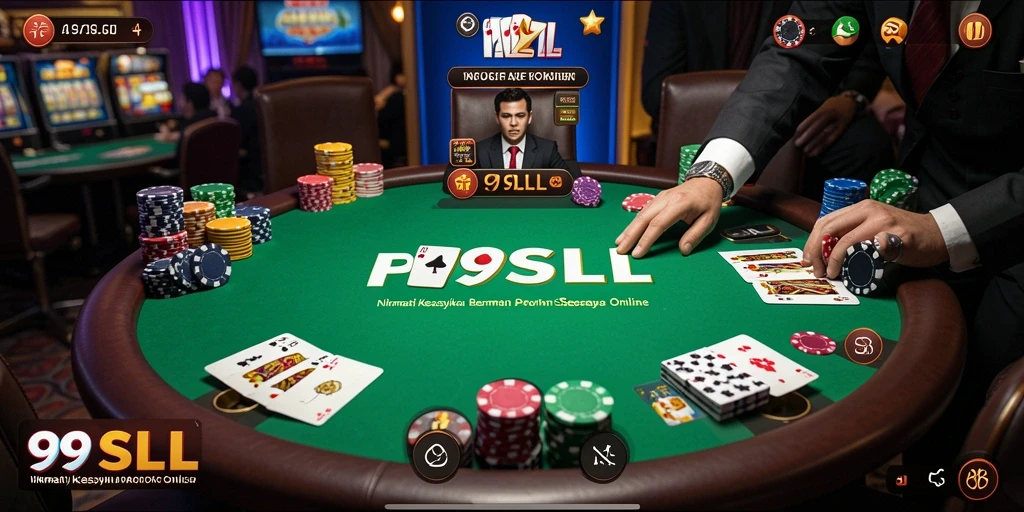 Tampilan gameplay poker yang mendebarkan di 99SLL.
