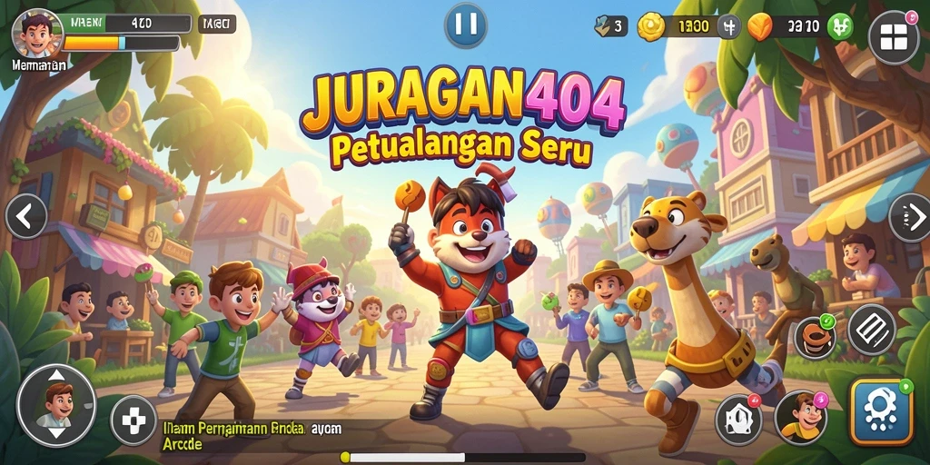 Tampilan gameplay seru dari JURAGAN404 dengan banyak tantangan.