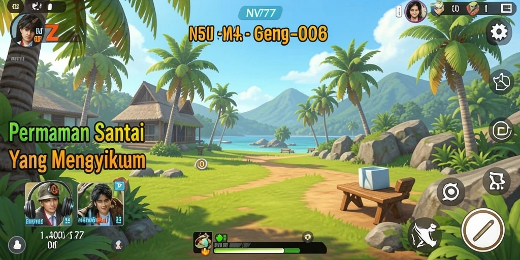 Tampilan gameplay NV77 yang menyenangkan dan penuh warna.